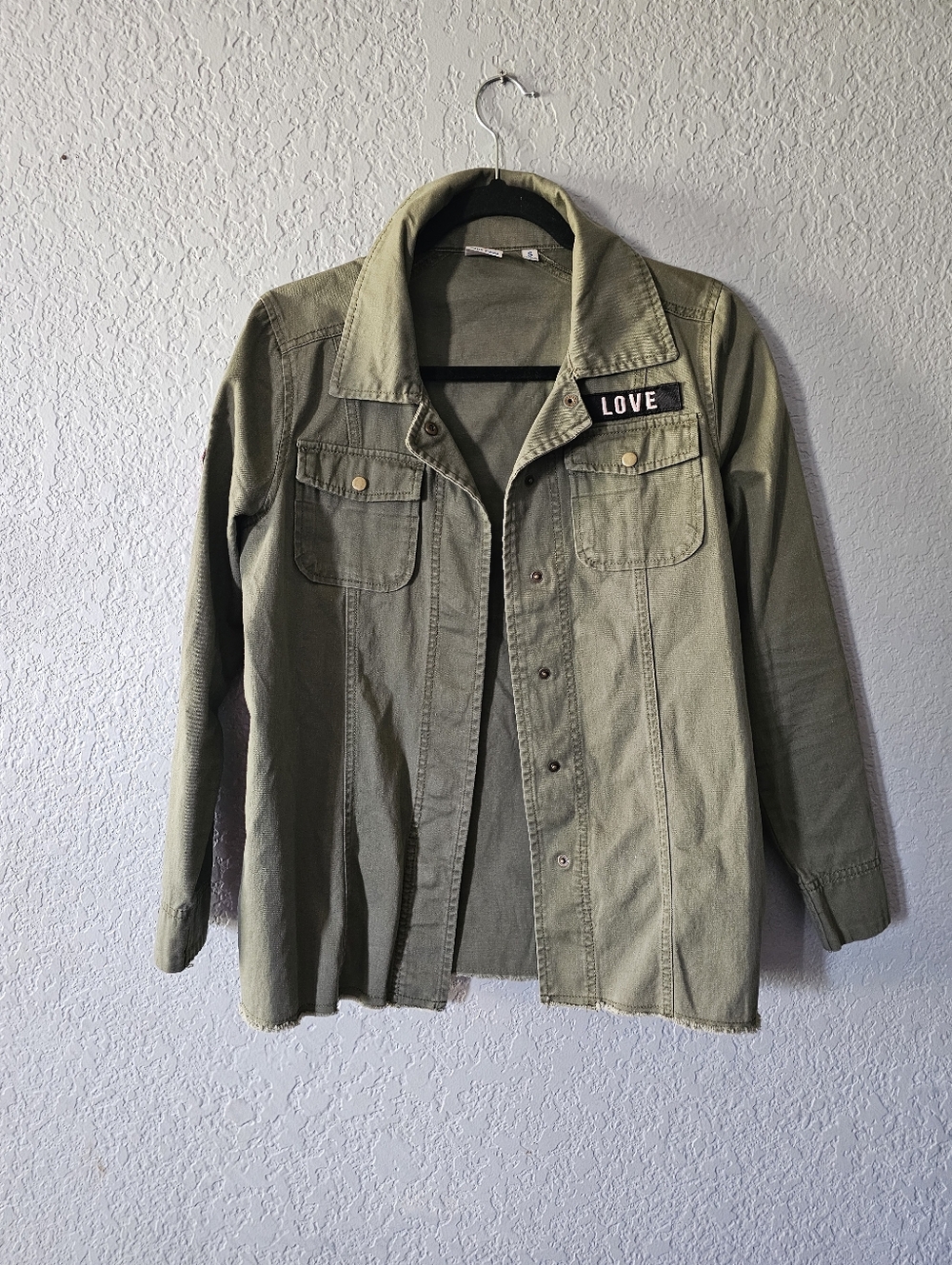 Junk Food Clothing Olive Military Field Jacket with LOVE Patch